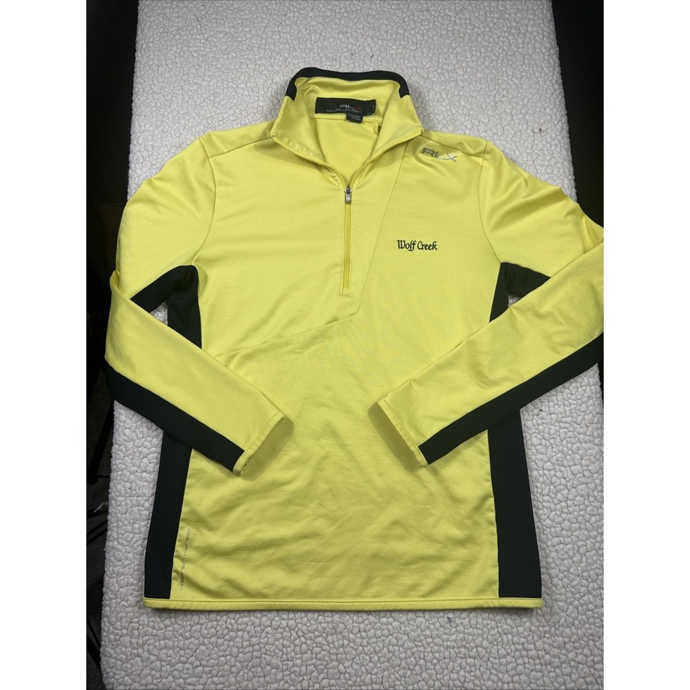 RLX Ralph Lauren Performance Men M 1/4 Zip Pullover Golf Top‎ Yellow Wolf Creek